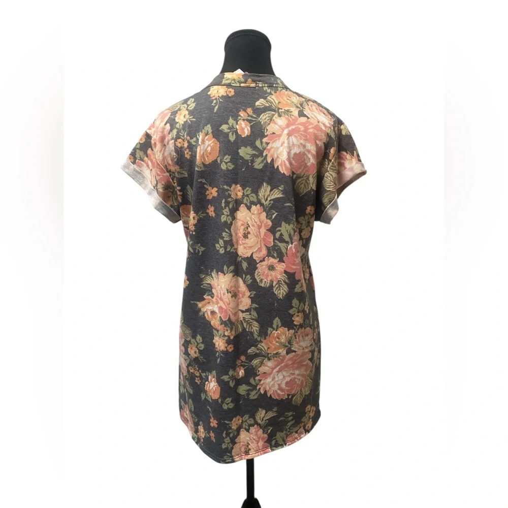 Mind Code Floral Keyhole Tunic S NWT - Picture 2 of 5